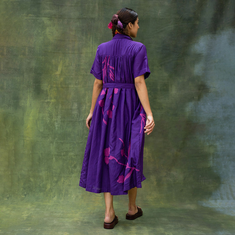 Upcycled Embroidered Dress | Oversized | Purple