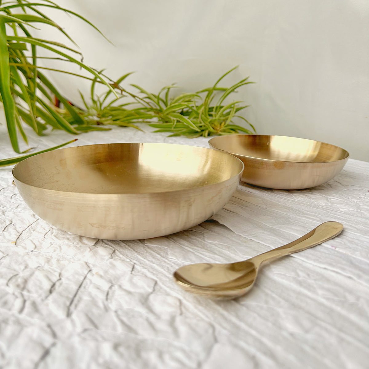 Bronze Bowl with Spoon | Gold | 7 inches