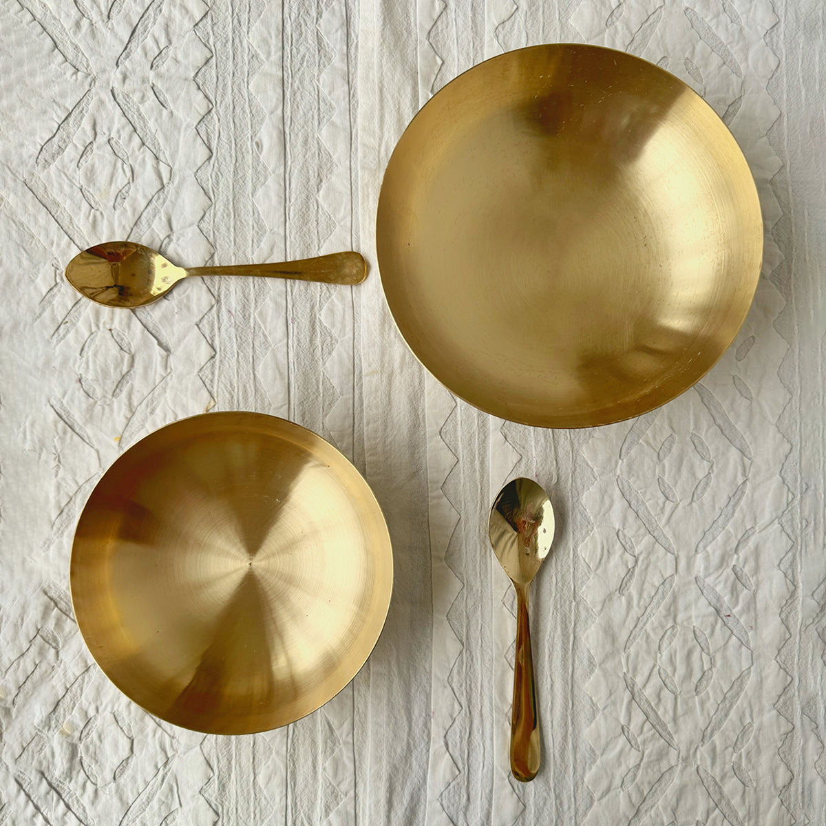 Bronze Bowl with Spoon | Gold | 7 inches