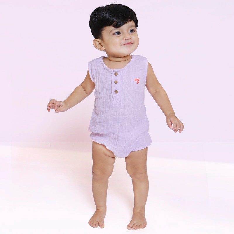 Jumpsuit for Kids | Organic Cotton Muslin Baby Romper | Sleeveless | Lavender