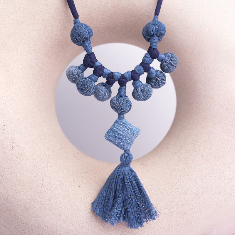 Upcycled Denim Necklace | Handcrafted | Blue