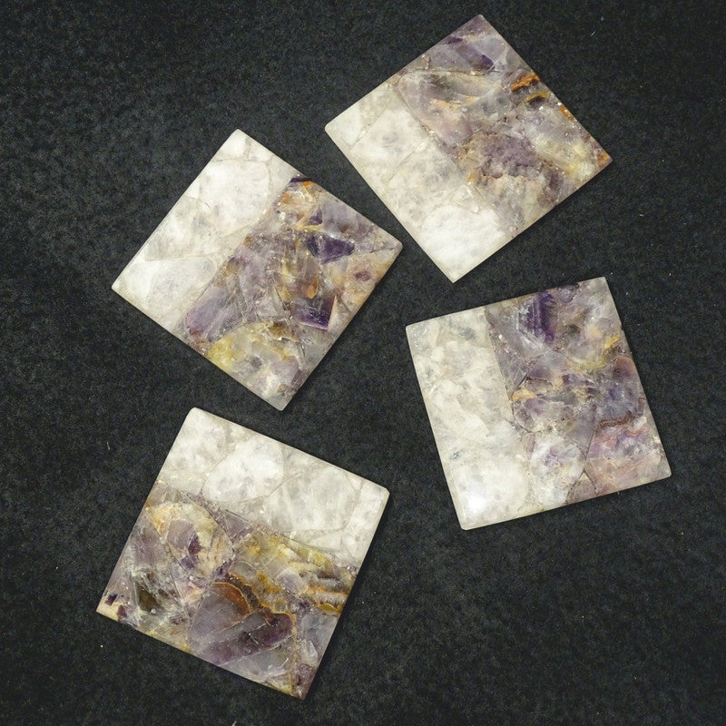 Amethyst & Rose Quartz Coasters | Purple | Set of 4