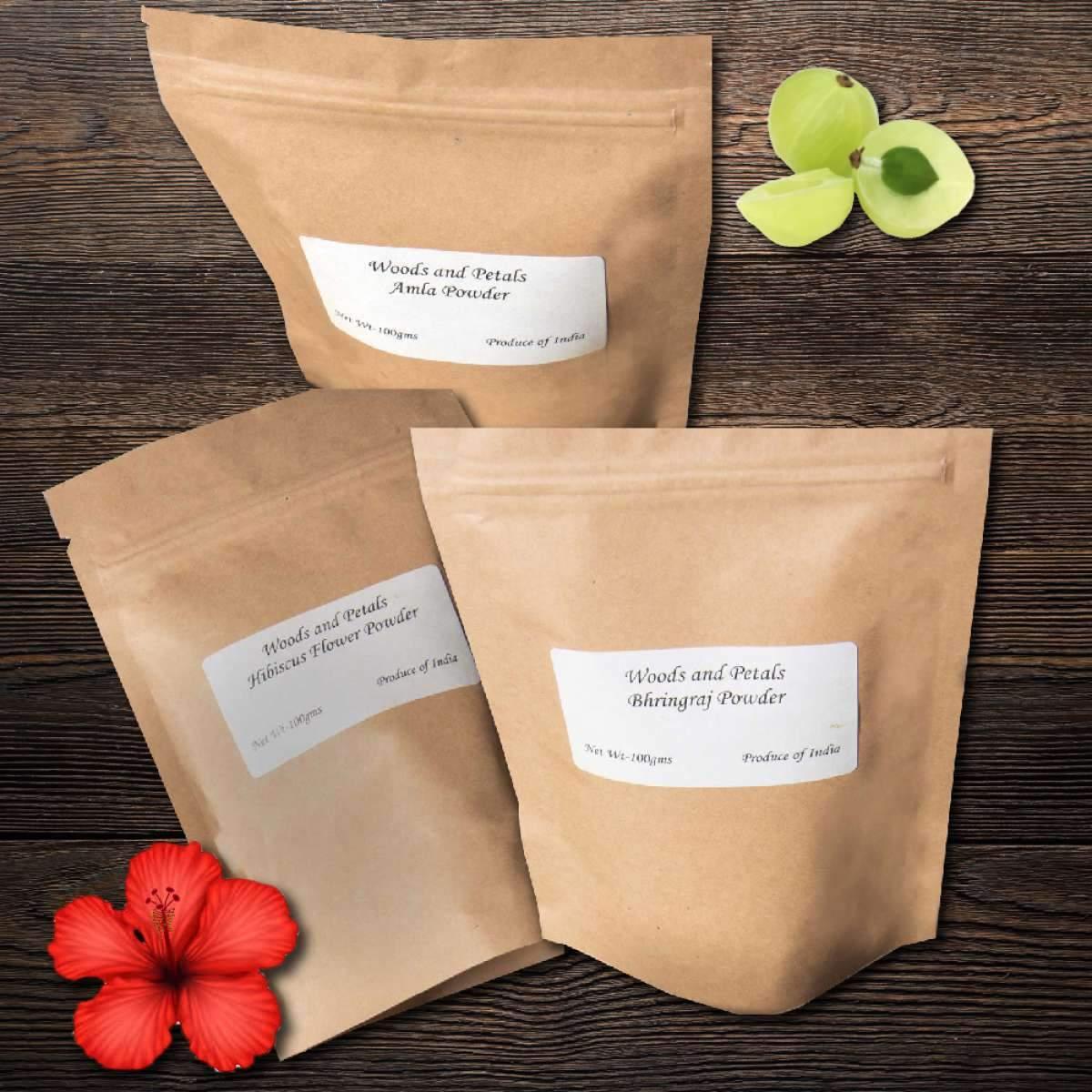 Organic amla hibiscus bhringraj powder ( set of 3 )