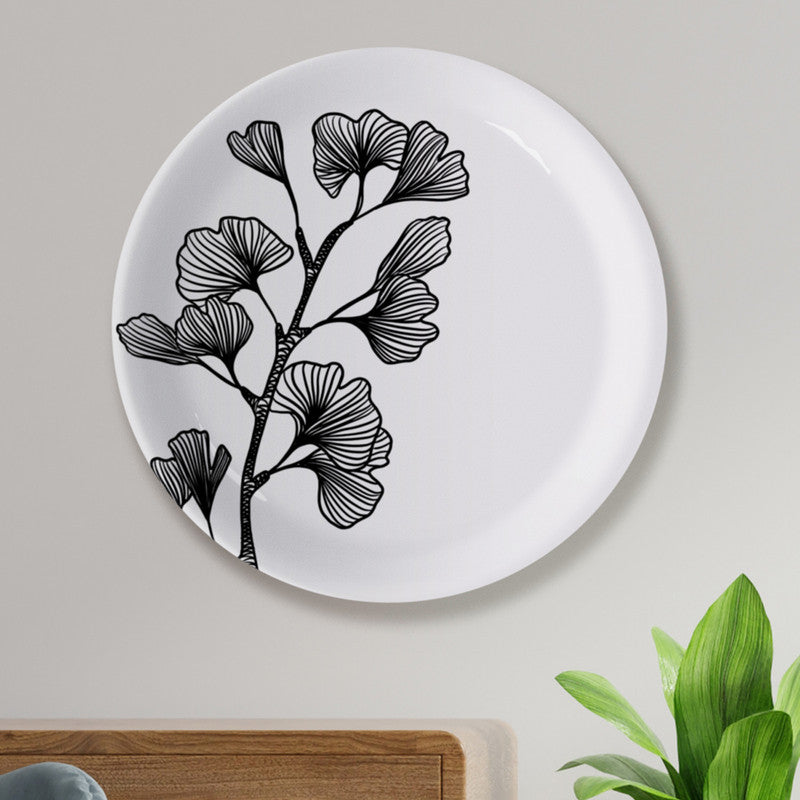 Ceramic Dancing Ink Wall Plate | Black & White | 10 inches