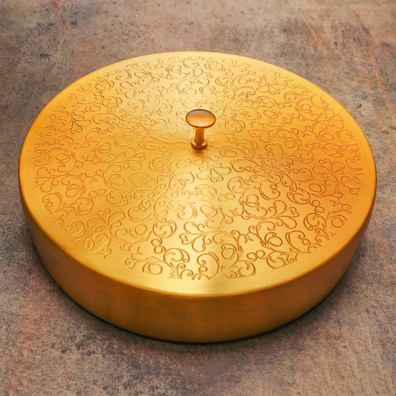 Brass Masala Box | Inlay Work | 8 Inch