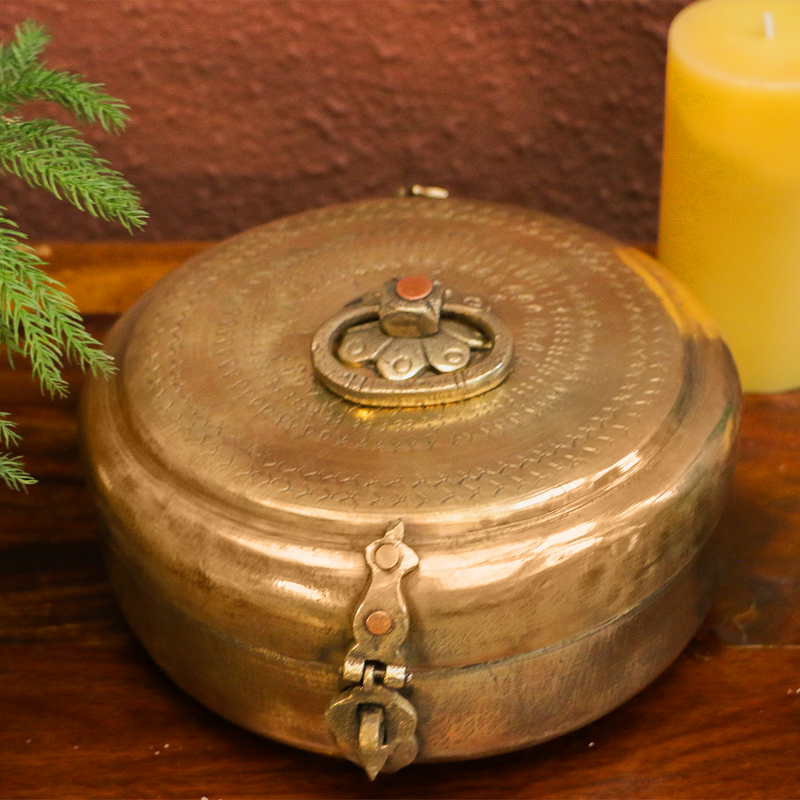 Brass Chapati Box | Golden