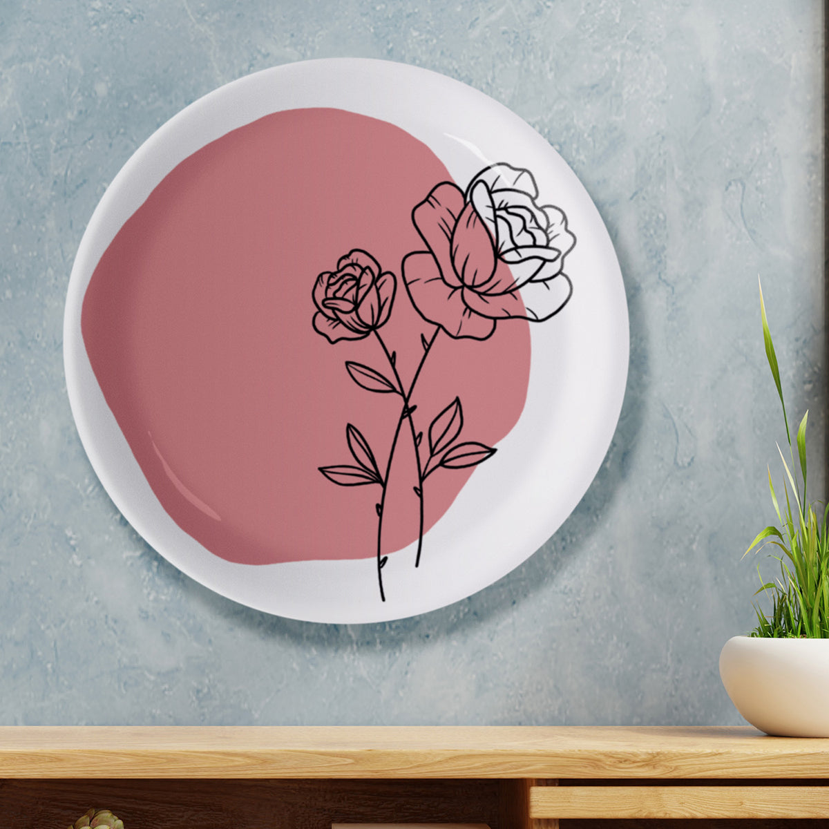 Ceramic Wall Plate | Watercolor Meadow | Pink | 10 inches