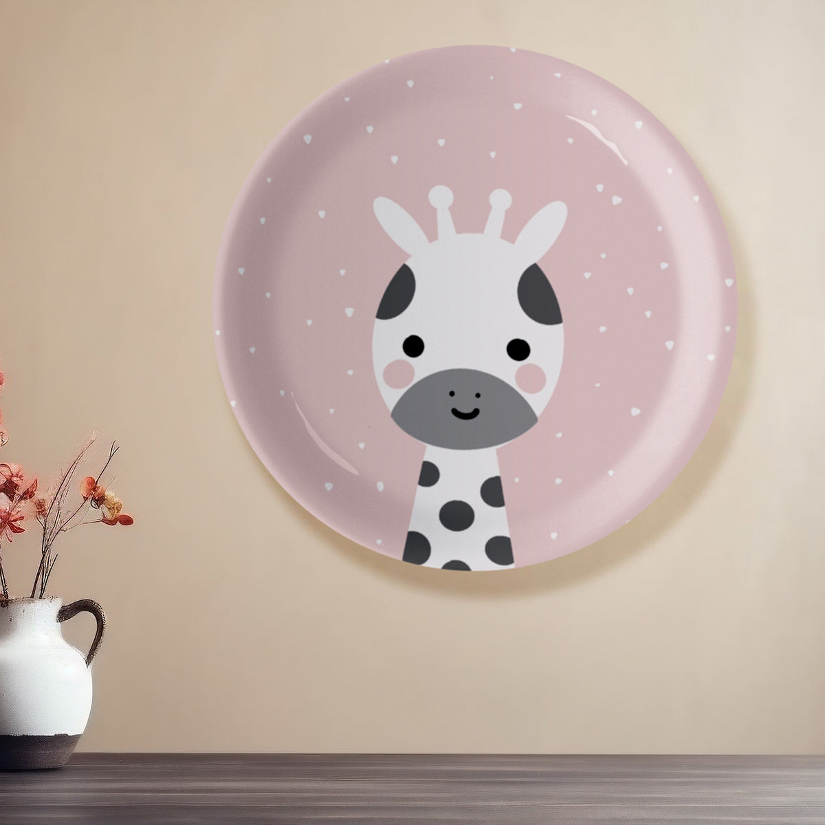 Ceramic Wall Plate | Roaring & Purring Pals | Pink | 10 inches