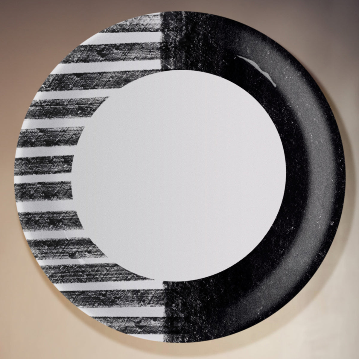 Ceramic Dancing Shadows Wall Plate | White & Black | 10 inches