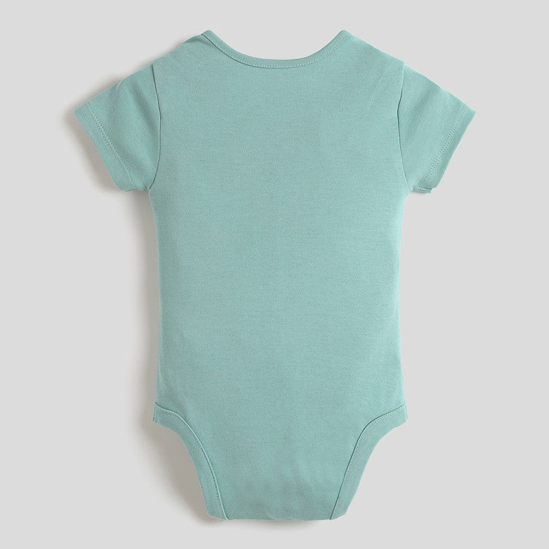 Cotton Bodysuit For Girls | Little Lion Printed | Green