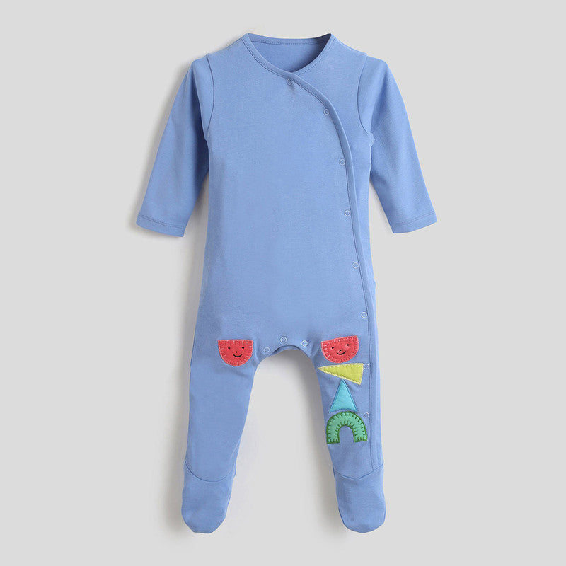 Cotton Sleepsuit For Boys | Funny Shapes | Blue