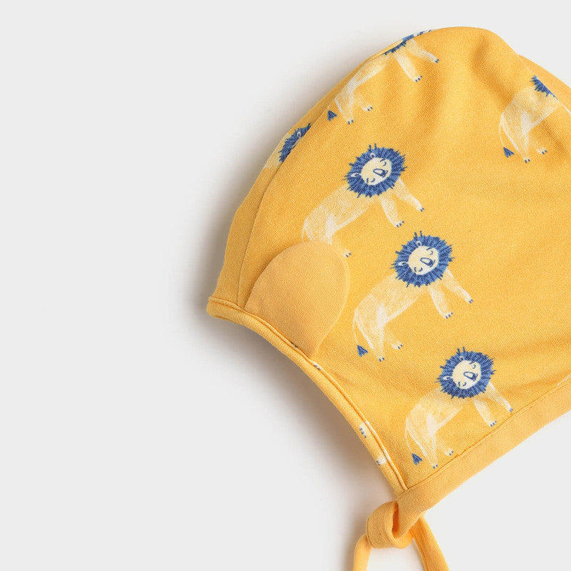 Cotton Sleepsuit For Baby | Lion Printed | Yellow