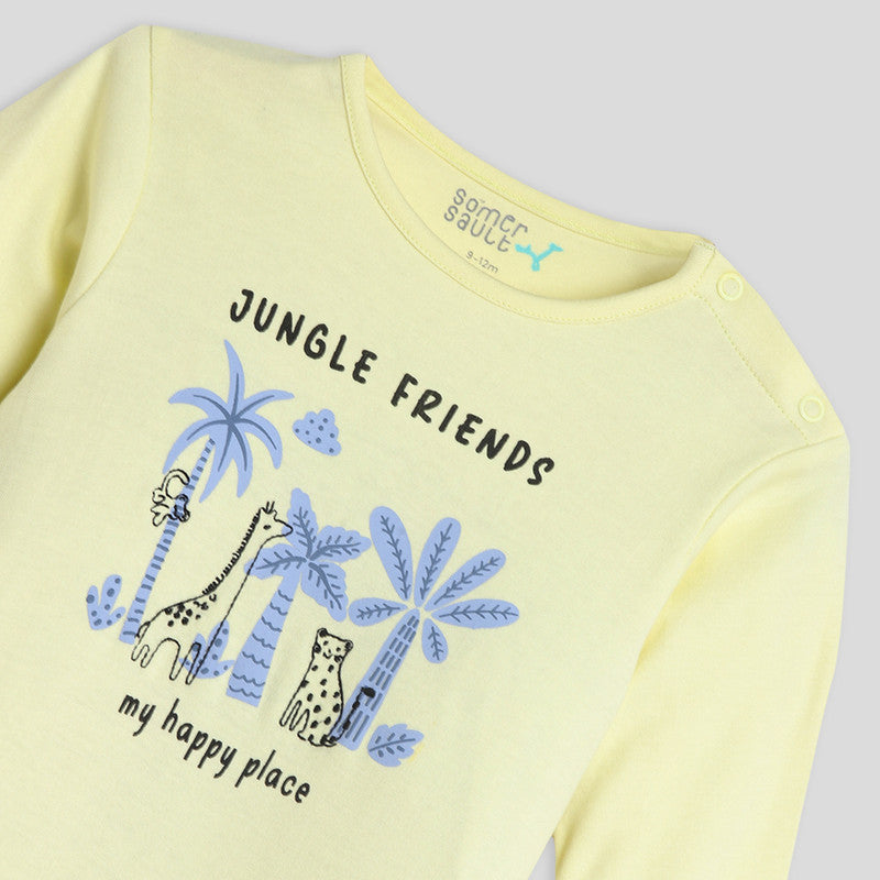 Cotton Sleepsuit | Jungle Friends | Ecru