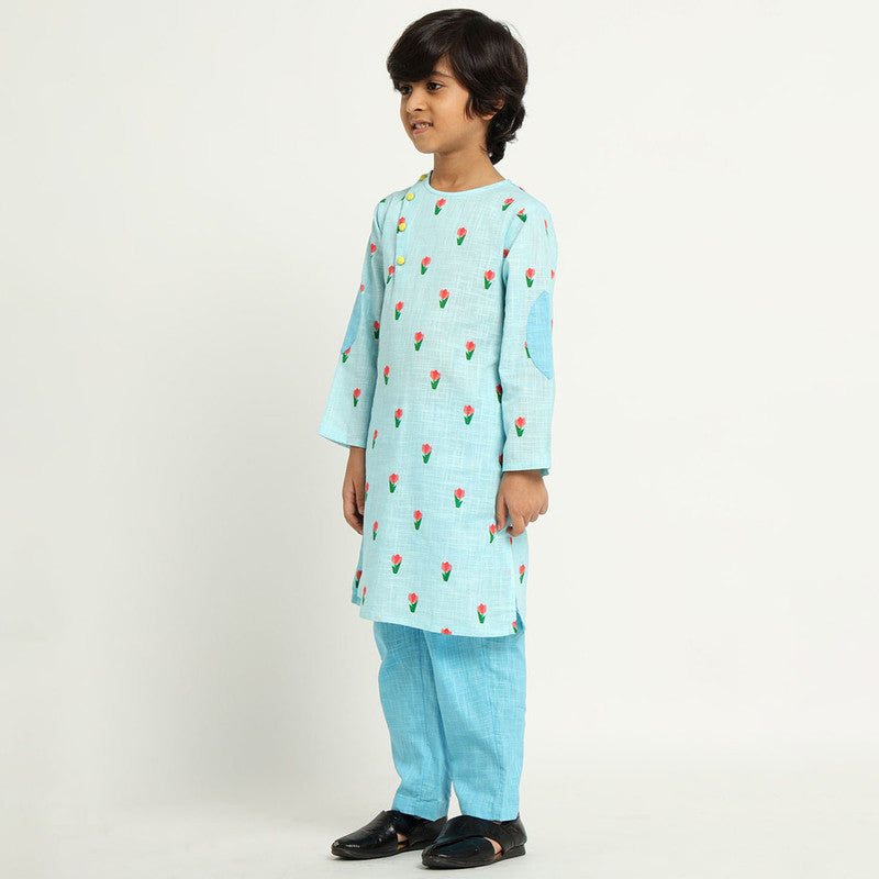 Cotton Tulip Kurta Set | Blue