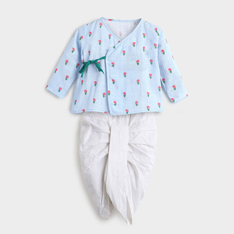 Cotton Dhoti Kurta Set For Baby | Tulip | Blue