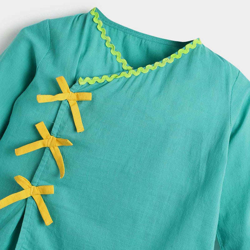 Cotton Dhoti Kurta Set For Baby | Green