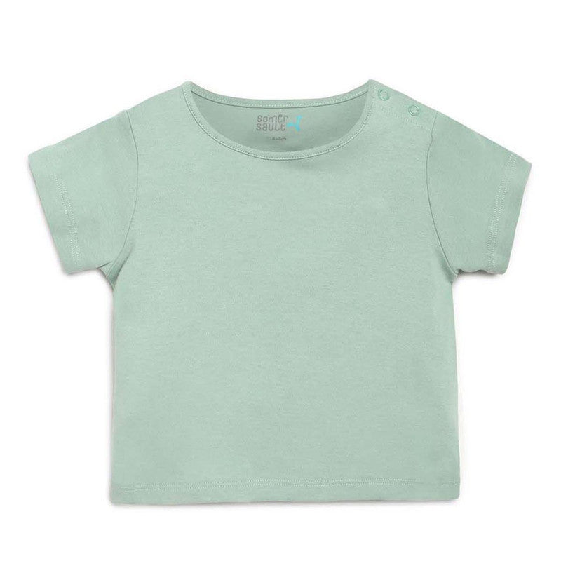 Cotton Twill Dungaree with Green Tee | Pink