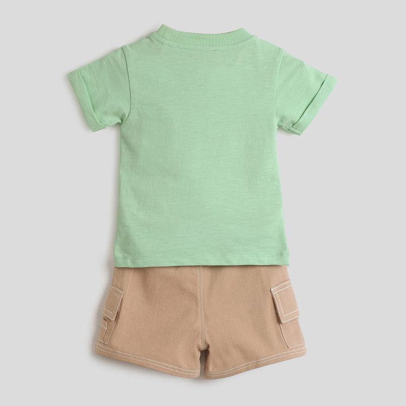 Cotton Tshirt & Shorts Set | Bus Ride | Green