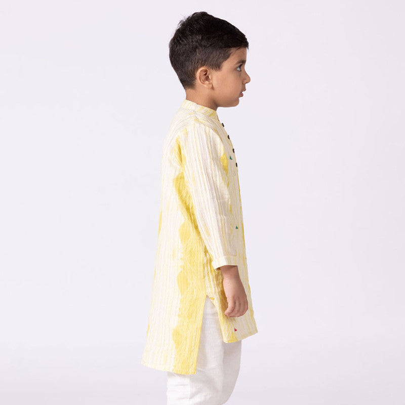 Cotton Kurta For Kids | Daffodil | Mandarin Collar | Yellow