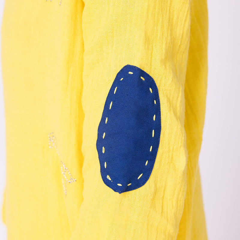 Cotton Kurta For Kids | Happy Animal | Embroidered | Yellow