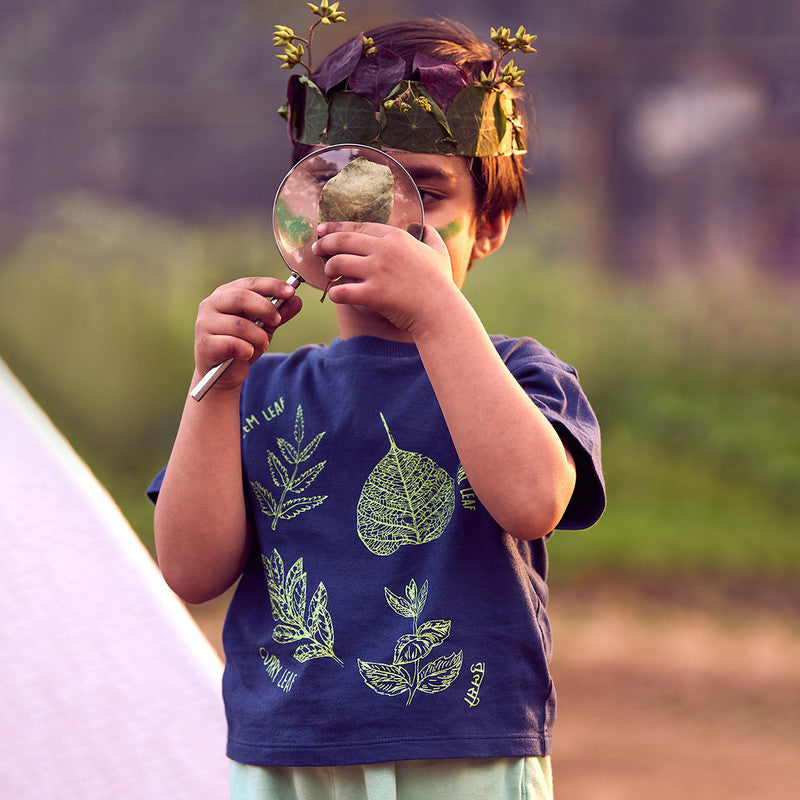 Cotton Leafy Tee Top | Blue