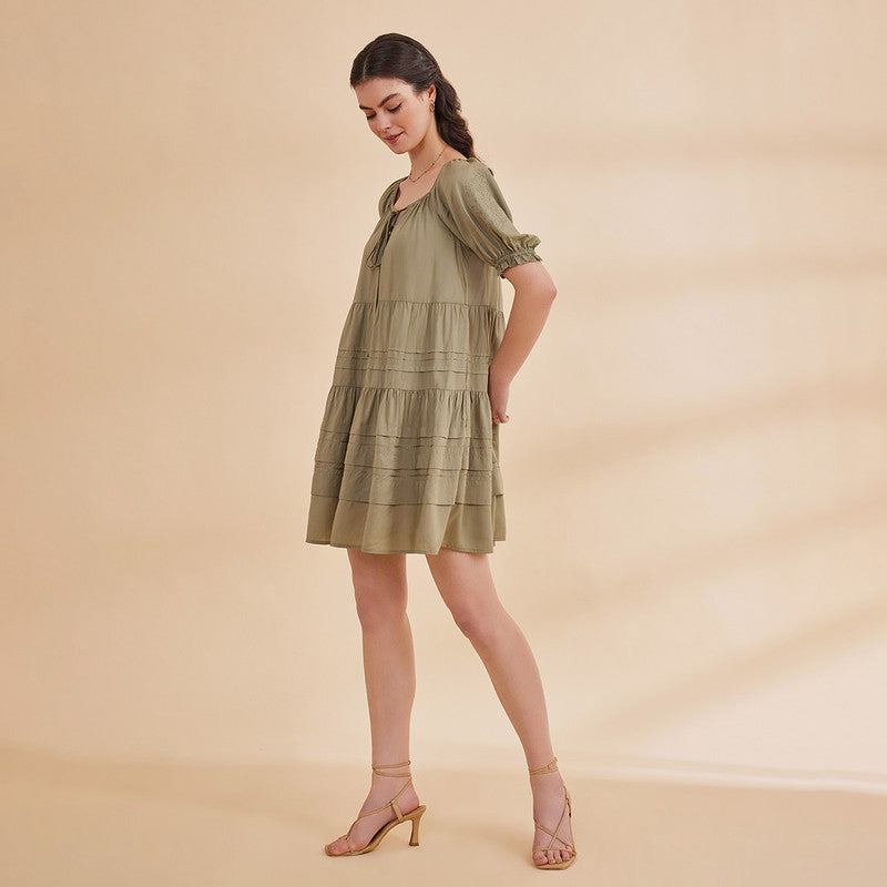 Bamboo Bemberg Short Dress for Women | Sage Green