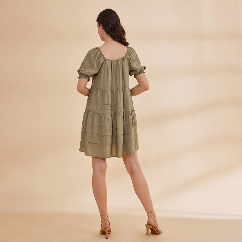 Bamboo Bemberg Short Dress for Women | Sage Green