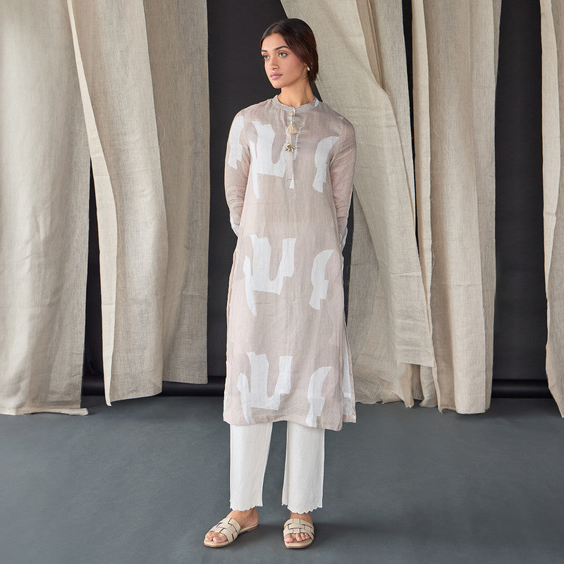 Hemp Kurta Set For Women | Kurta & Pant | Printed | Blue