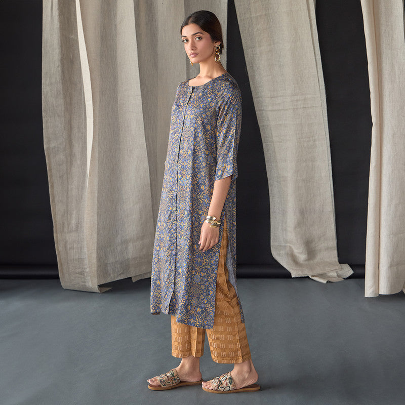 Tencel Ajrakh Kurta For Women | Printed | Grey