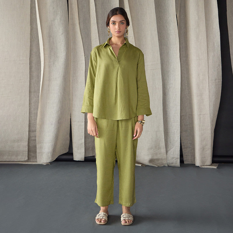 Tencel Co Ord Set For Women | Top & Pant | Green