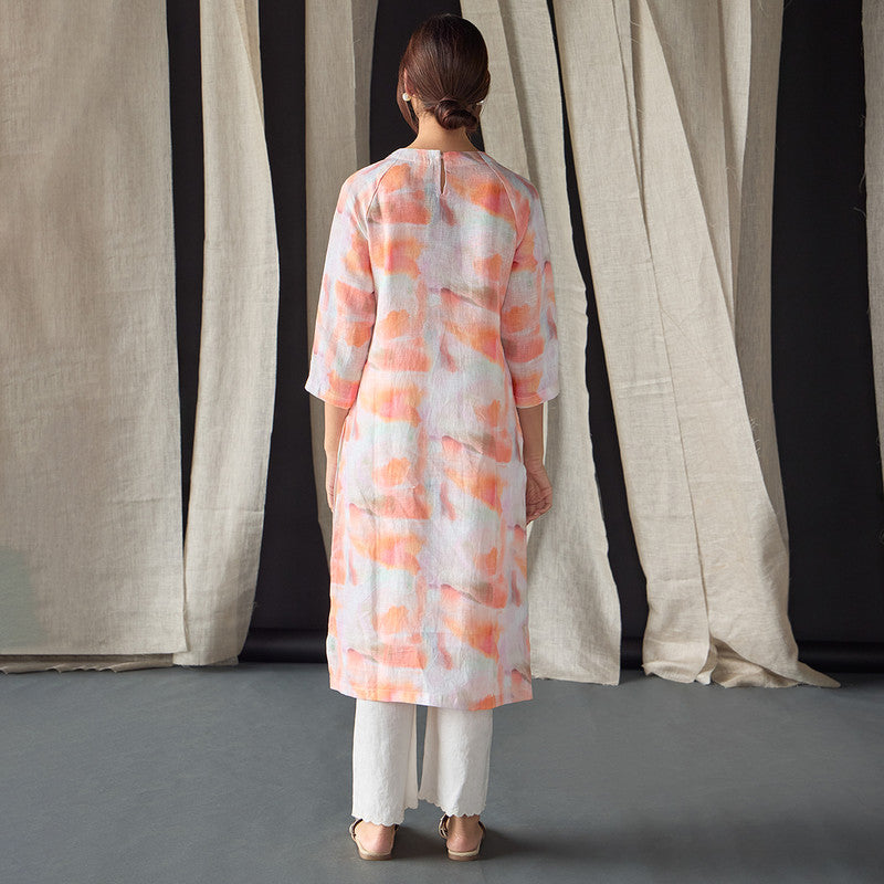 Hemp Kurta For Women | Printed | Apricot