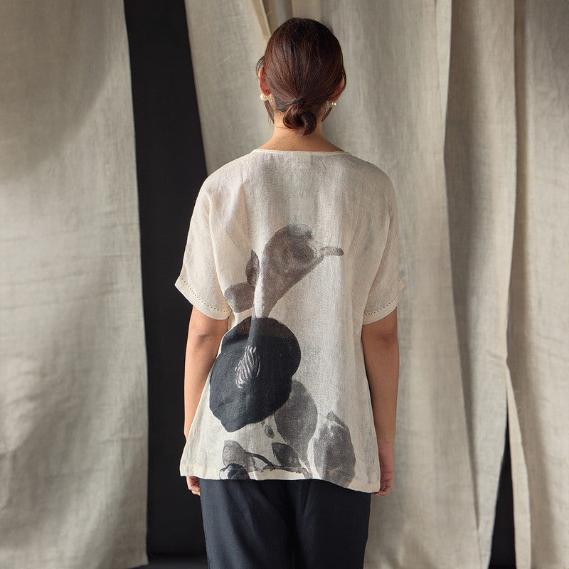 Hemp Top For Women | Printed | White