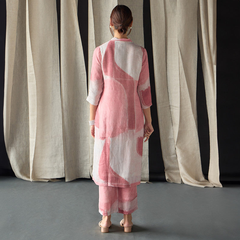 Hemp Kurta Set For Women | Kurta & Pant | Printed | Pink