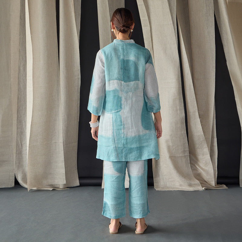 Hemp Kurta Set For Women | Kurta & Pant | Printed | Blue