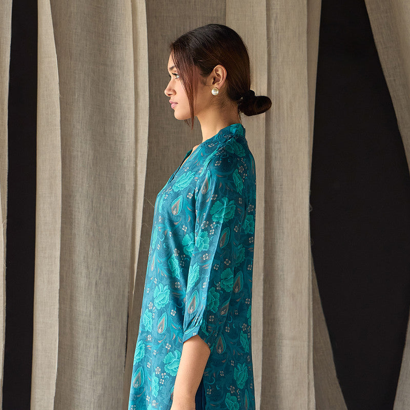 Tencel Kurta For Women | Floral Print | Teal