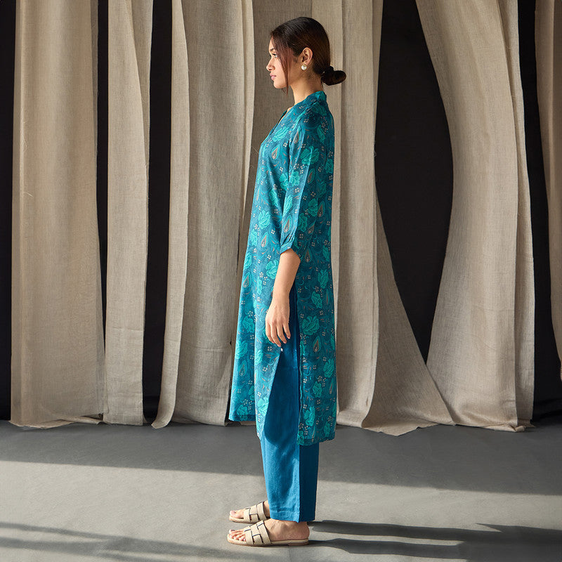 Tencel Kurta For Women | Floral Print | Teal