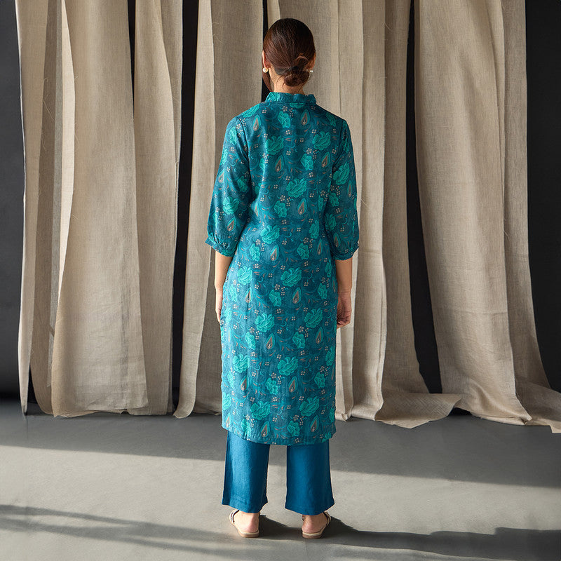 Tencel Kurta For Women | Floral Print | Teal