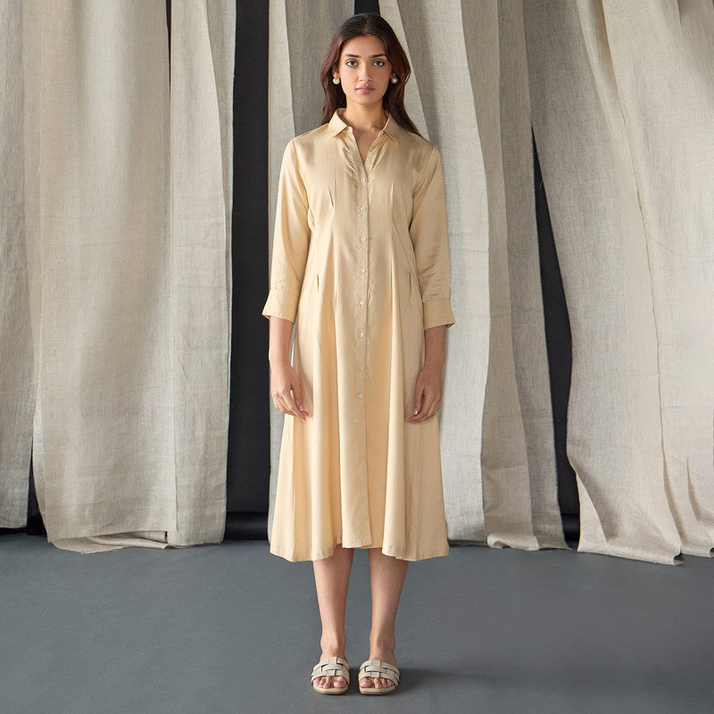 Tencel Shirt Dress For Women | Fitted | Yellow