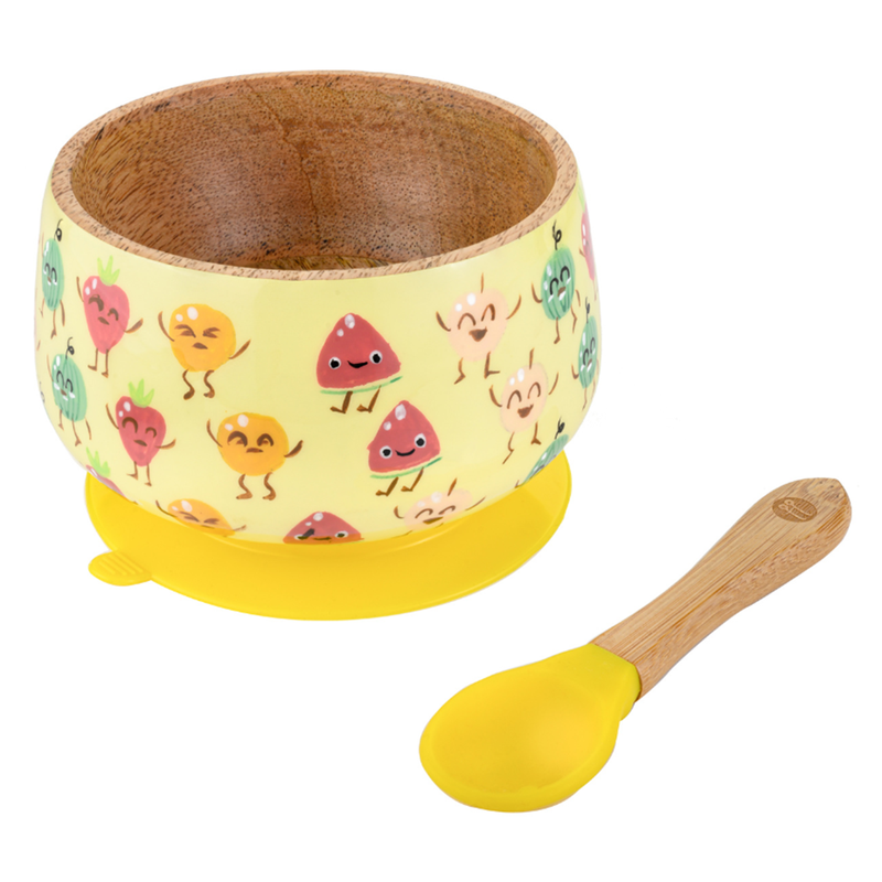 Wooden Bowl & Spoon Set | Yellow | 350 ml