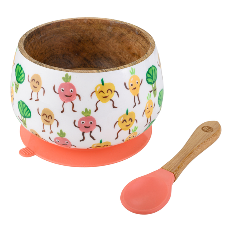 Wooden Bowl & Spoon Set | Orange | 350 ml