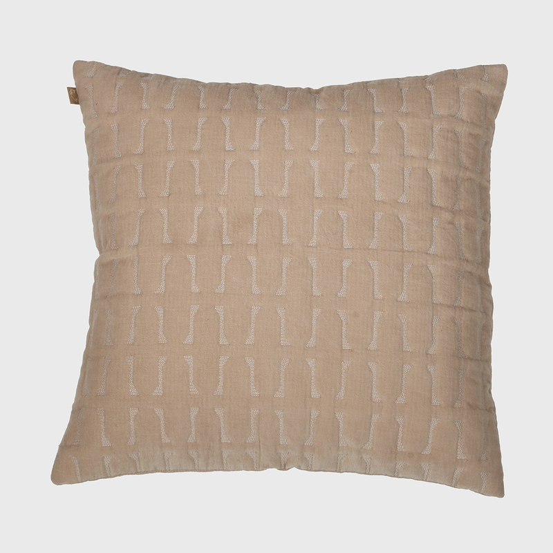 Cotton Cushion Cover | Twig Embroidered | Peach | 45 x 45 cm