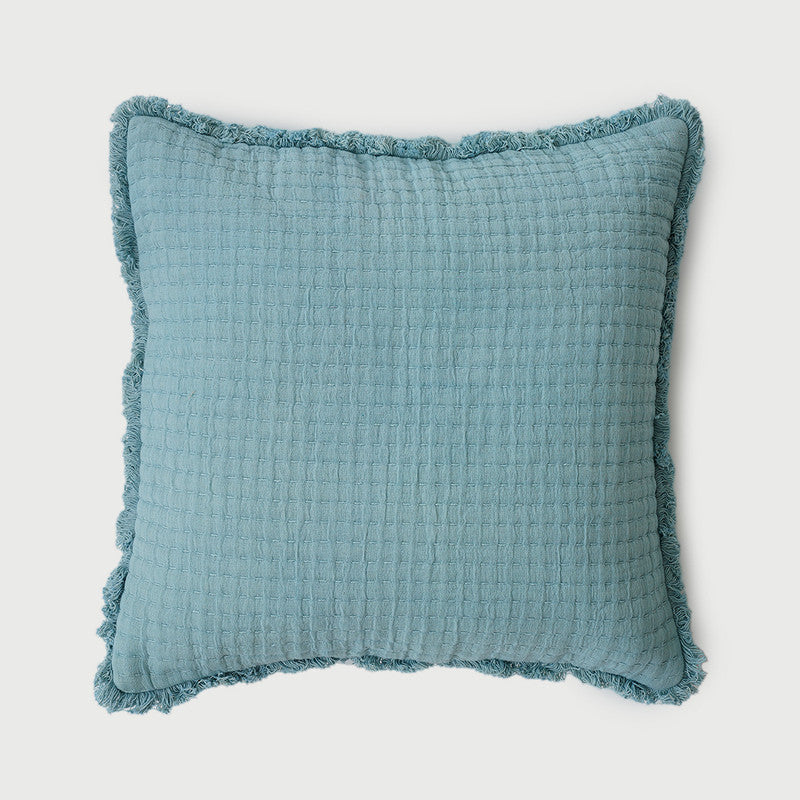 Cotton Cushion Cover | Weaving Pattern | Powder Blue | 50 x 50 cm