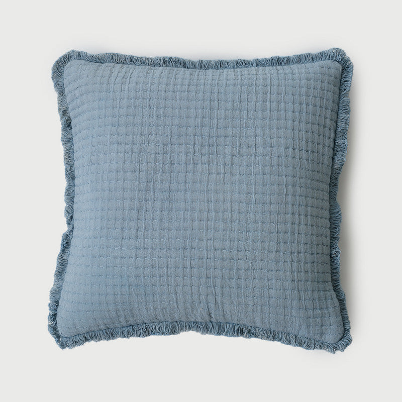 Cotton Cushion Cover | Weaving Pattern | Baby Blue | 50 x 50 cm