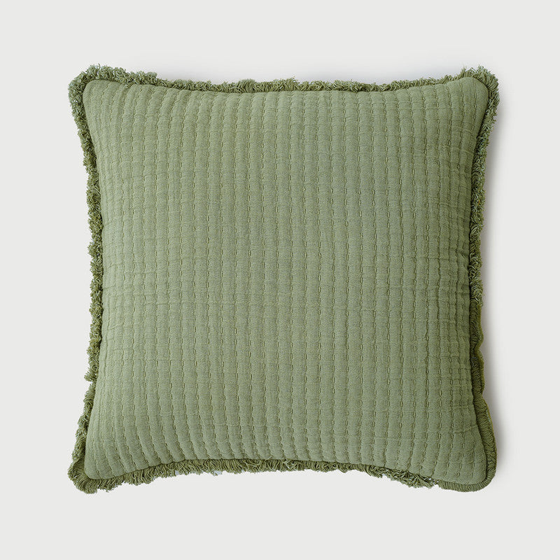 Cotton Cushion Cover | Weaving Pattern | Sage | 50 x 50 cm