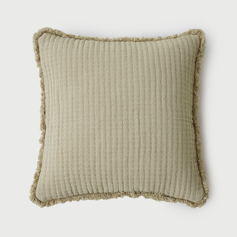 Cotton Cushion Cover | Weaving Pattern | Beige | 50 x 50 cm