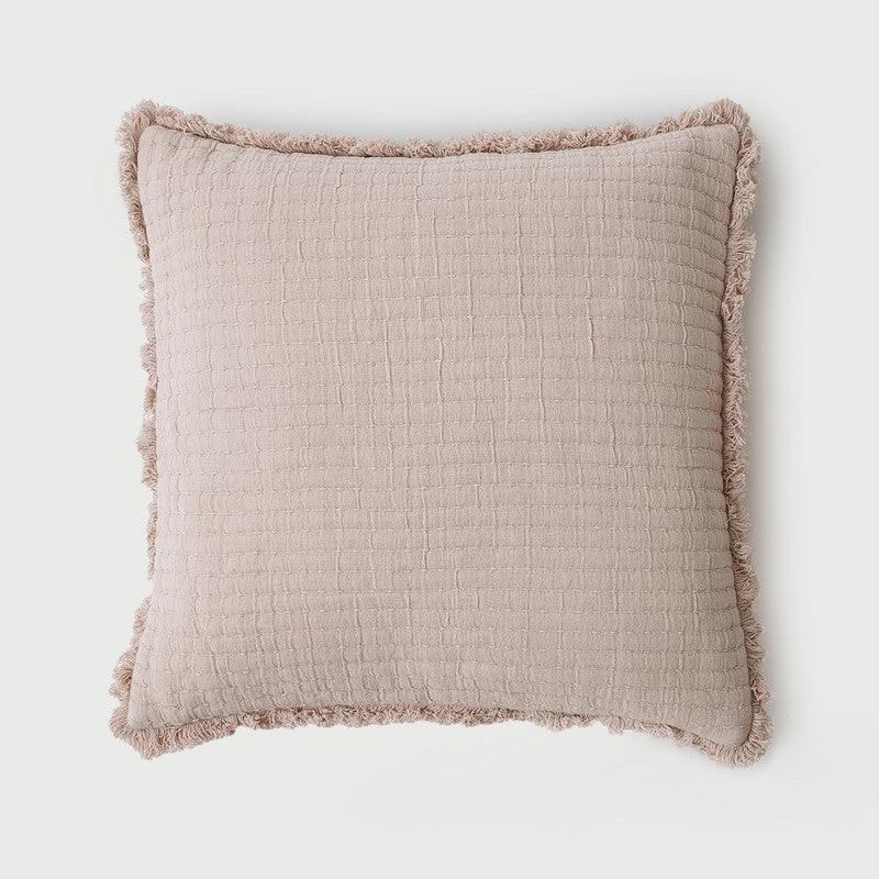 Cotton Cushion Cover | Weaving Pattern | Peach | 50 x 50 cm