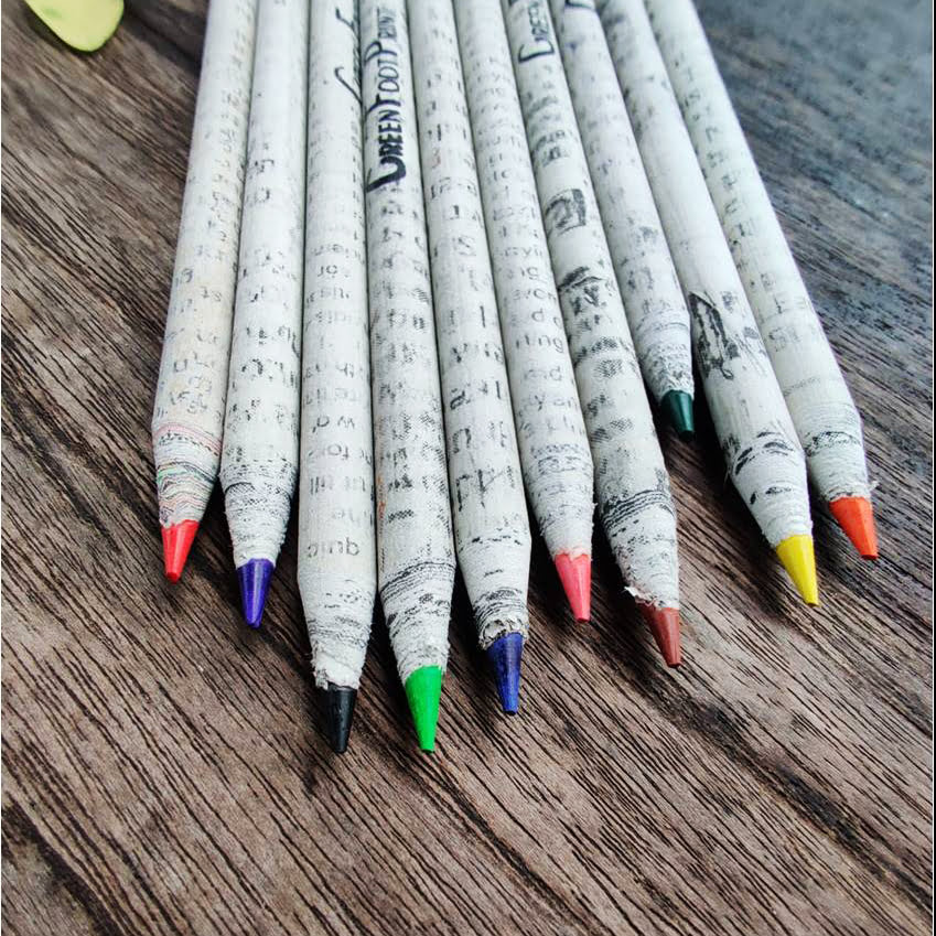 Recycled News paper Plantable Seed COLOUR Pencils -Pack of 10