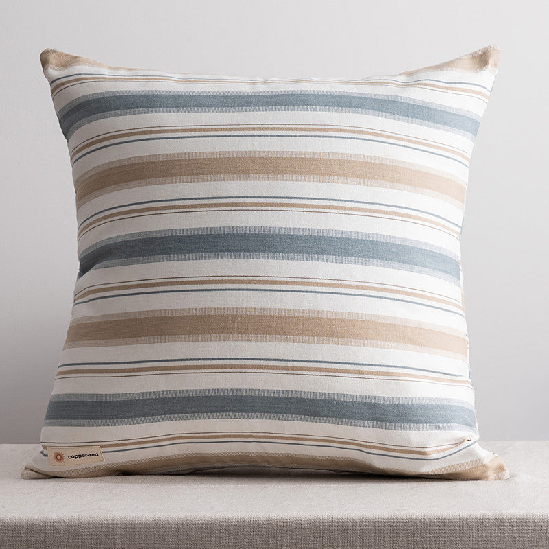 Cotton Cushion Cover | Montauk | Stripes Pattern | Blue & Brown