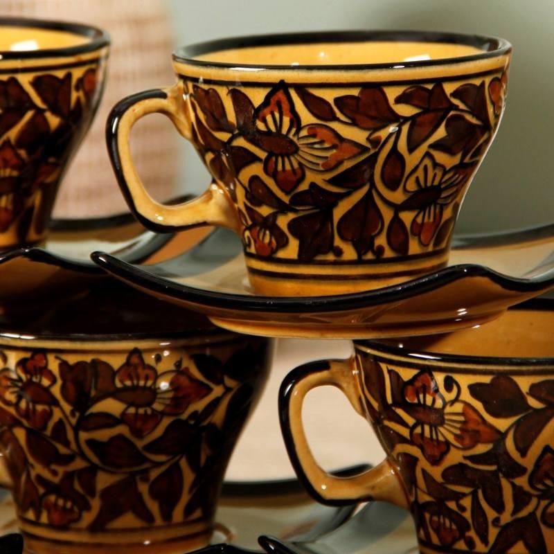 IKraftiesMughal Handpainted Cup Saucer (Set of 6 Cups and 6 Saucers )