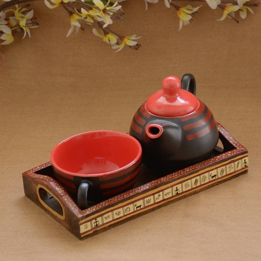 Ikrafties Handmade Ceramic Single Tea Pot Set